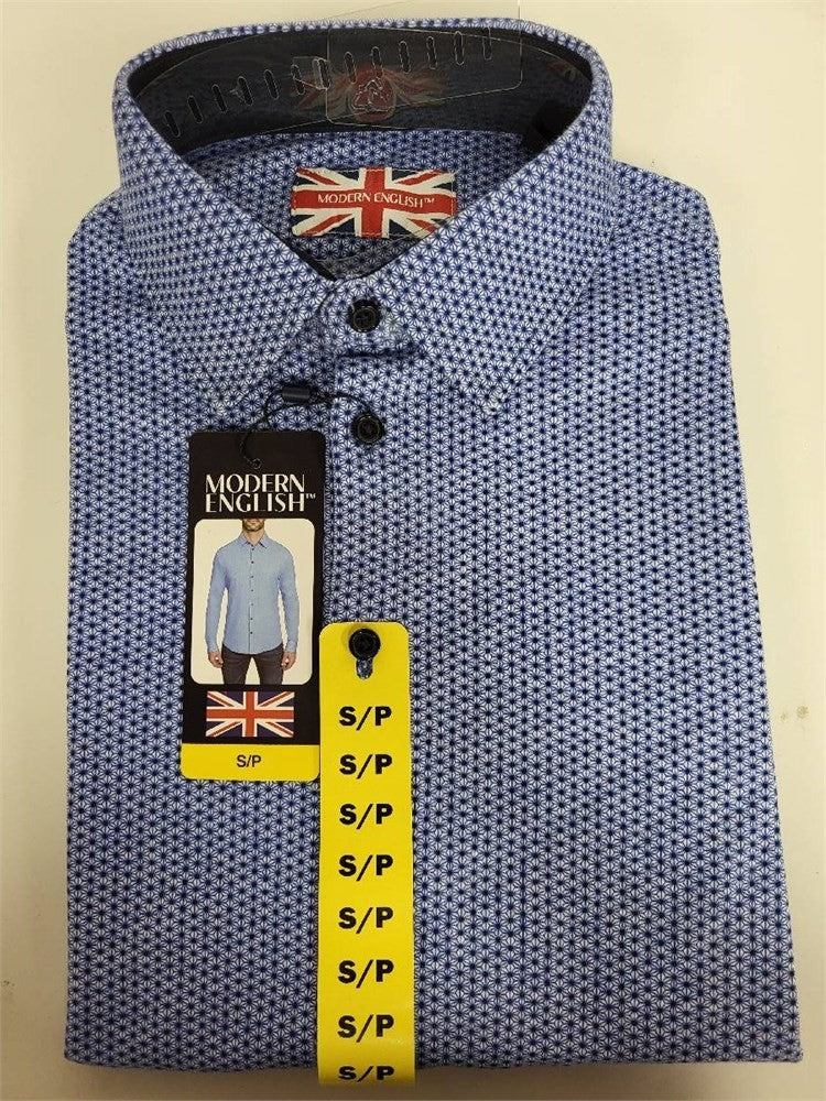 Modern English Shirt NWT Men’s Small Blue Pattern Long Sleeve Button Up