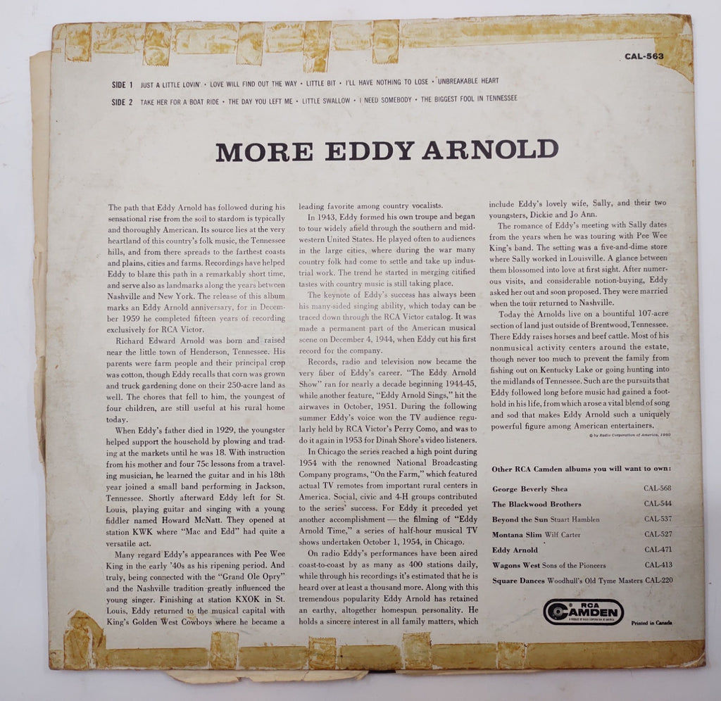 Eddy Arnold – More Eddy Arnold (1960) LP RCA Camden CAS-563(e) Stereo