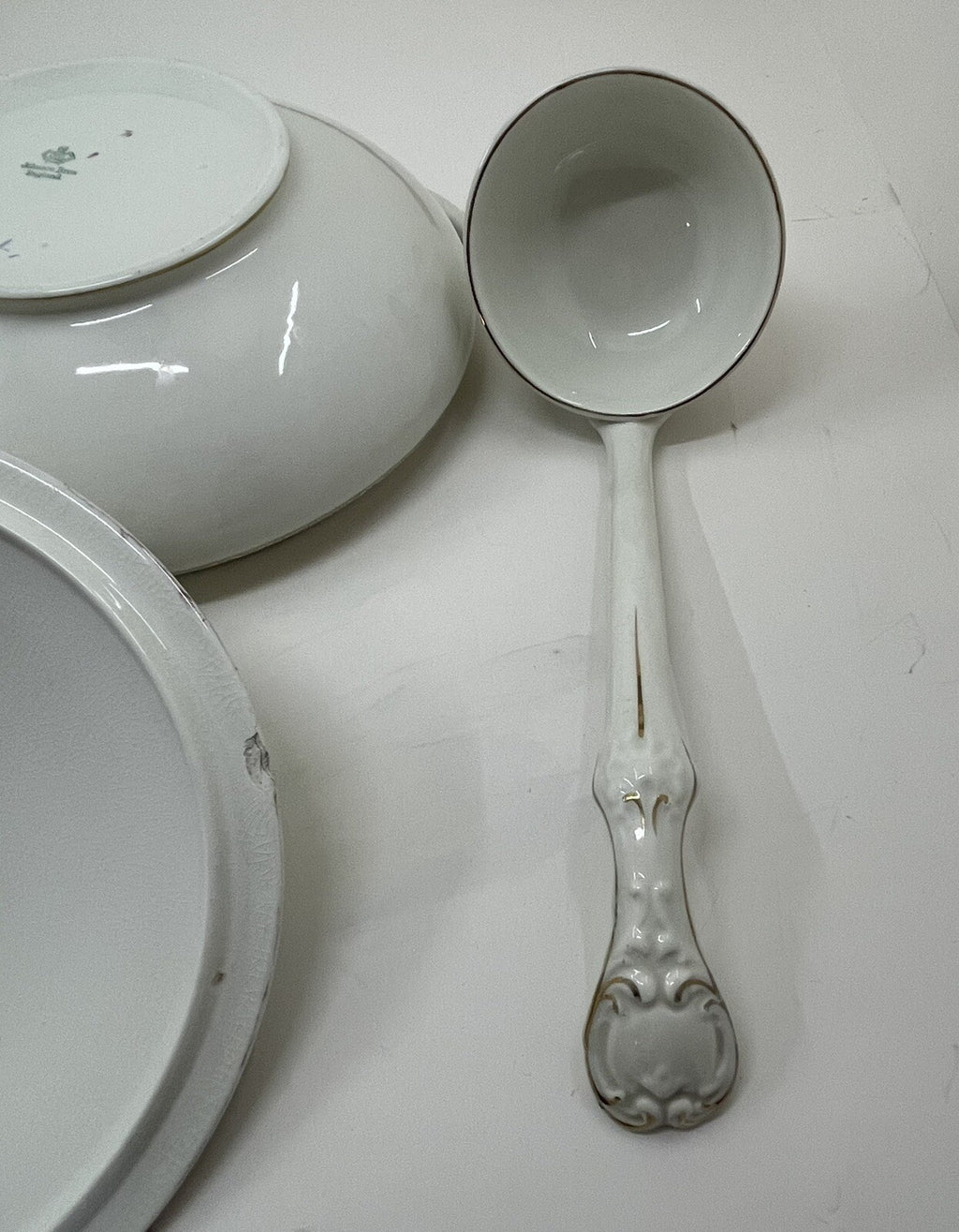 Antique Johnson Brothers Soup Tureen Ironstone with Matching Ladle White