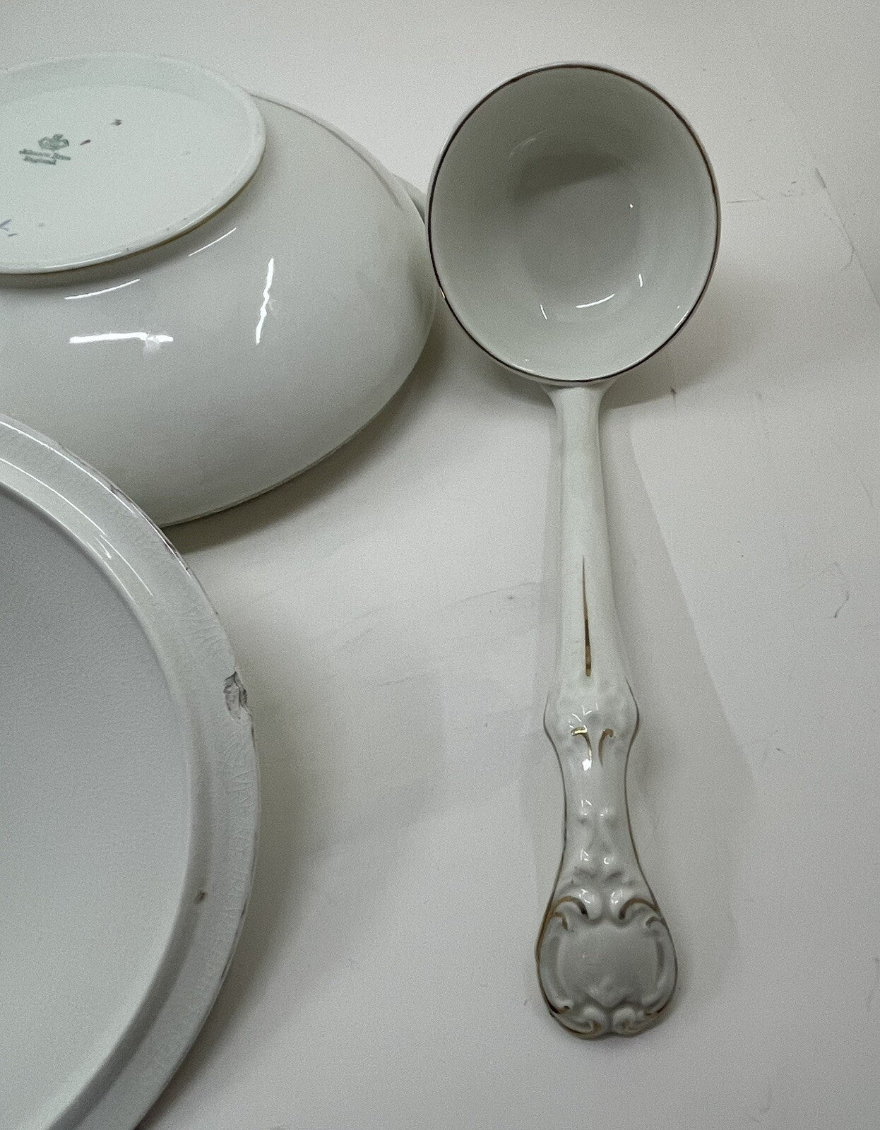 Antique Johnson Brothers Soup Tureen Ironstone with Matching Ladle White