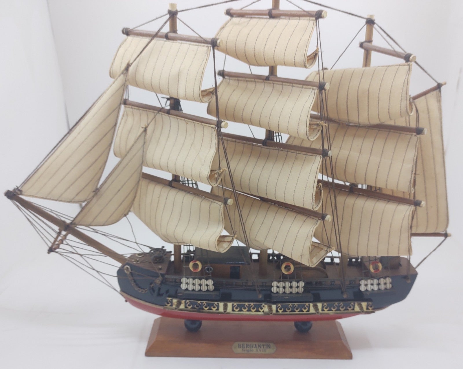 Bergantin Siglo XVIII Wooden Model Ship 18th Century Brigantine Nautical Decor