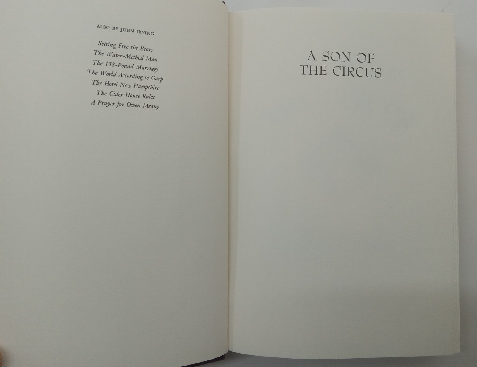 A Son of the Circus by John Irving – VG+ Literary Fiction Hardcover Book DJ