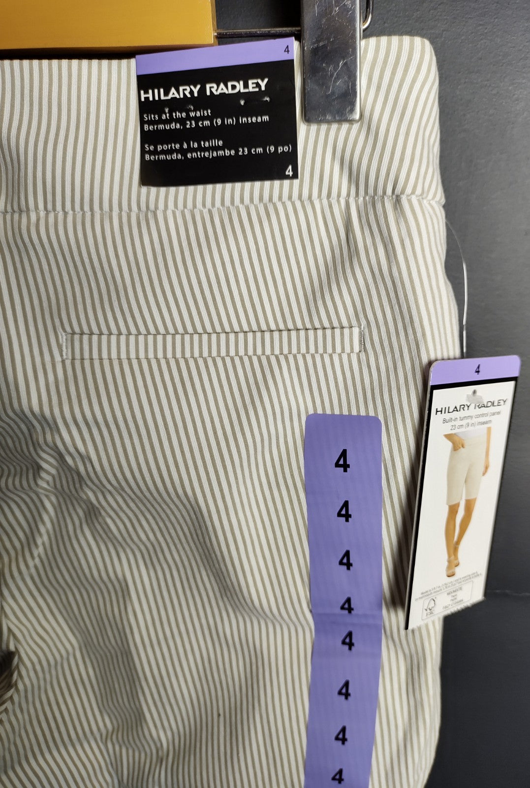 Hilary Radley Beige White Stripe Shorts NWT Women’s Summer Casual Wear