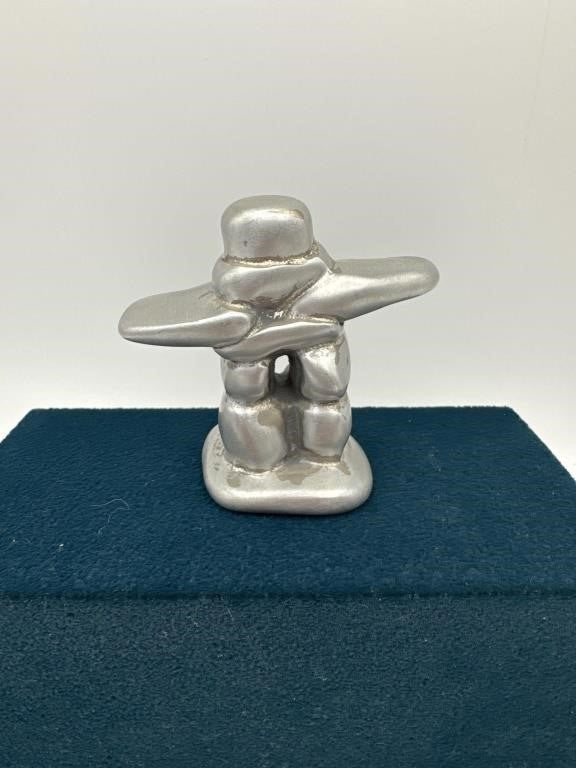 Vintage Composition Inuit Figurine — Hand-Painted Canadian Souvenir Statue