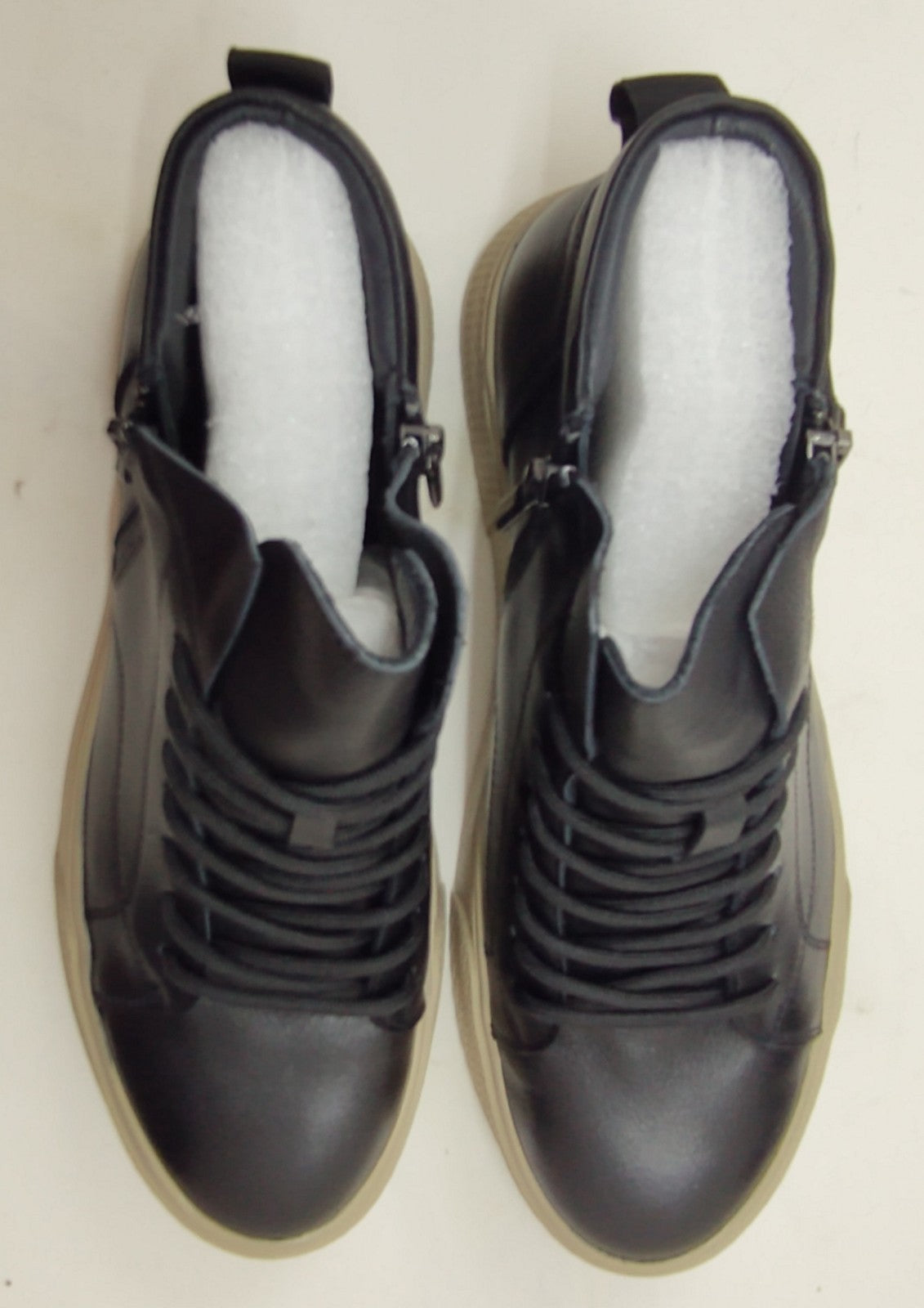 Snover AL6-11 Black Leather Ankle Sneakers Men's Casual Luxury Shoes