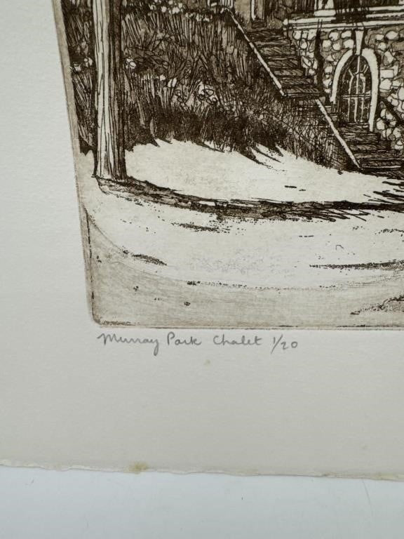 Gael Plant Etching “Murray Park Chalet” Signed 1/20 Limited Edition 14x11