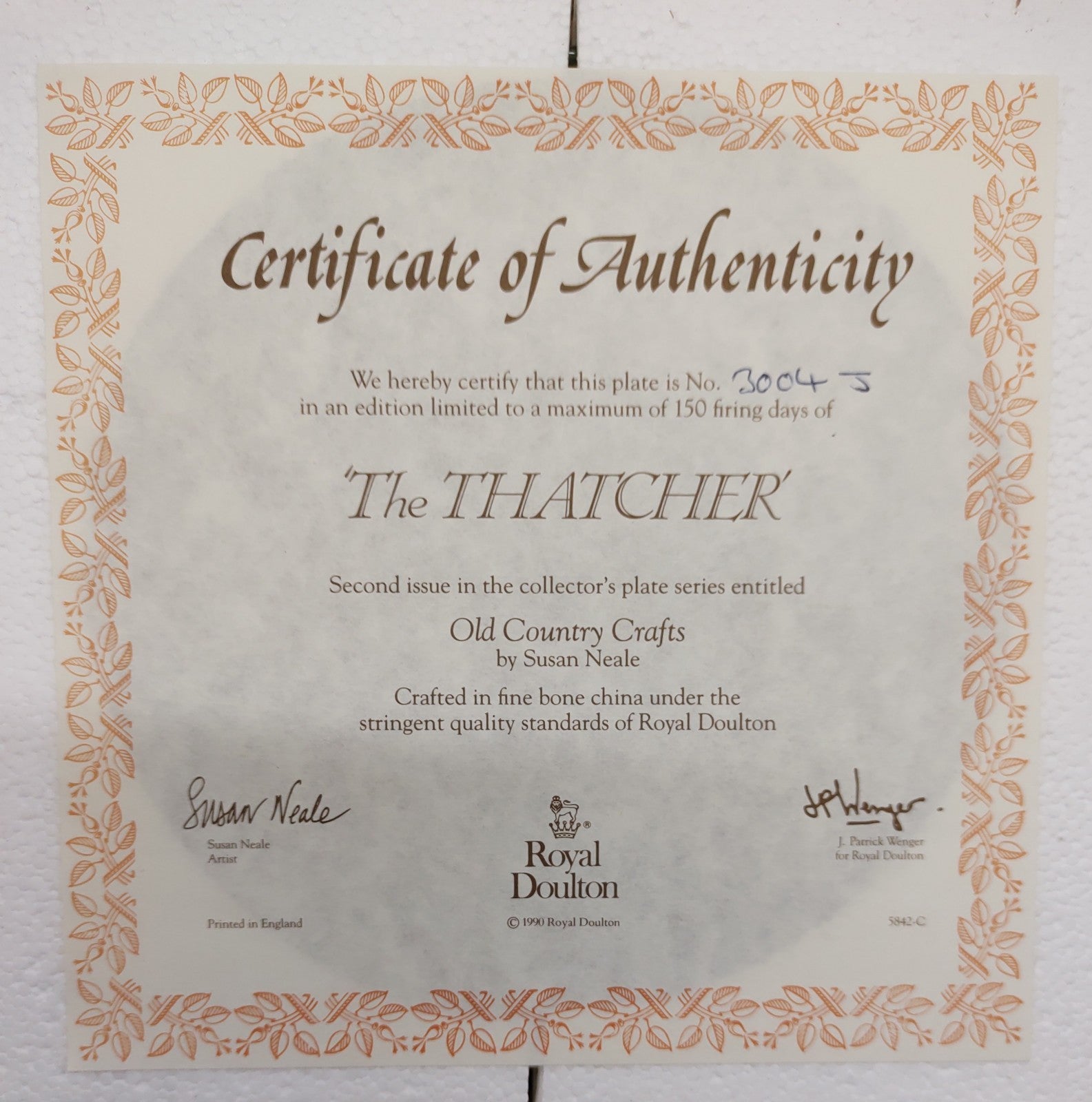 Royal Doulton Old Country Crafts Plate Set of 8 Susan Neale w/ Boxes & COAs