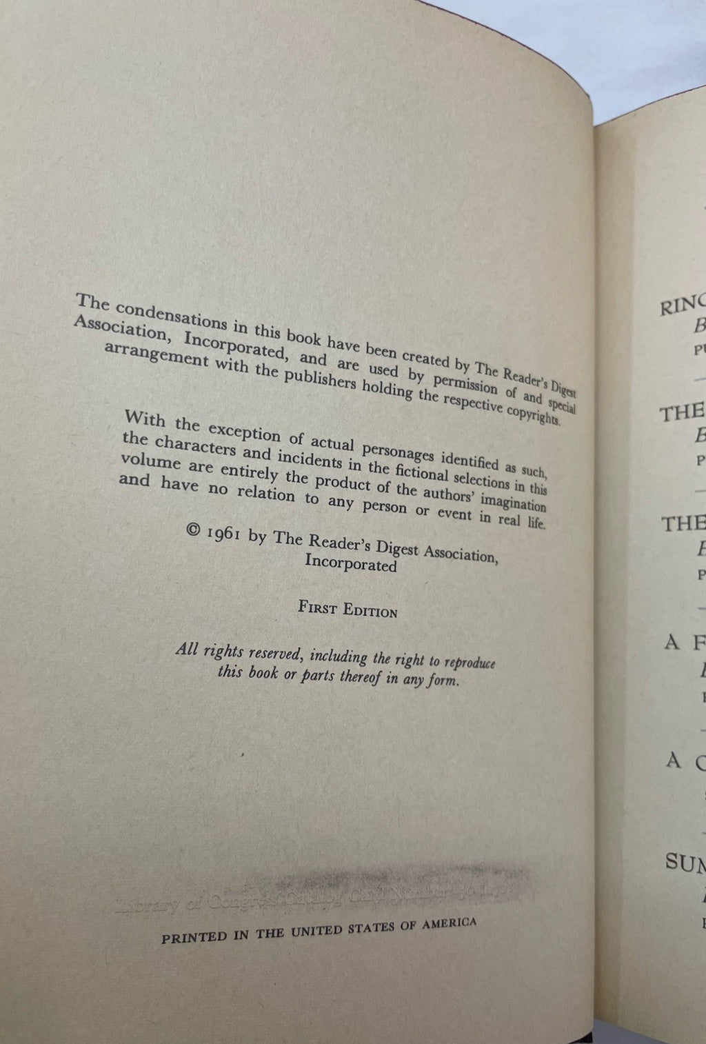 Readers Digest Condensed Books Vol 4 (1961) 1st Ed Slipcover - Rare Collectible