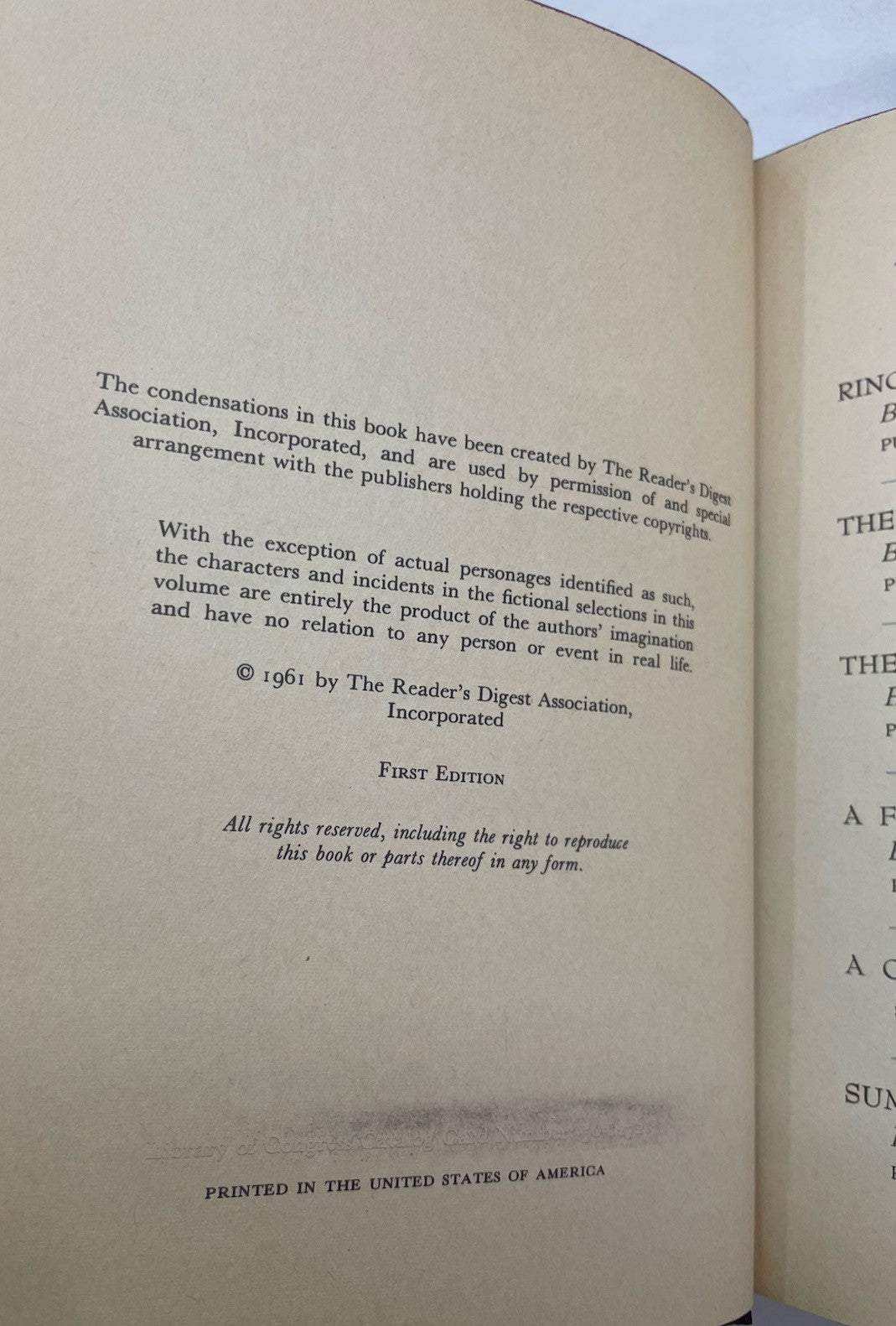 Readers Digest Condensed Books Vol 4 (1961) 1st Ed Slipcover - Rare Collectible