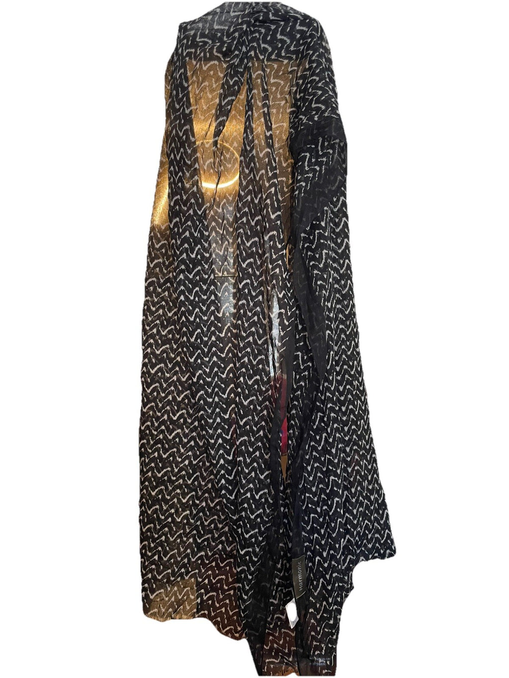 Harmonie Zigzag Scarf Black White Bold Graphic Lightweight Chic Wrap