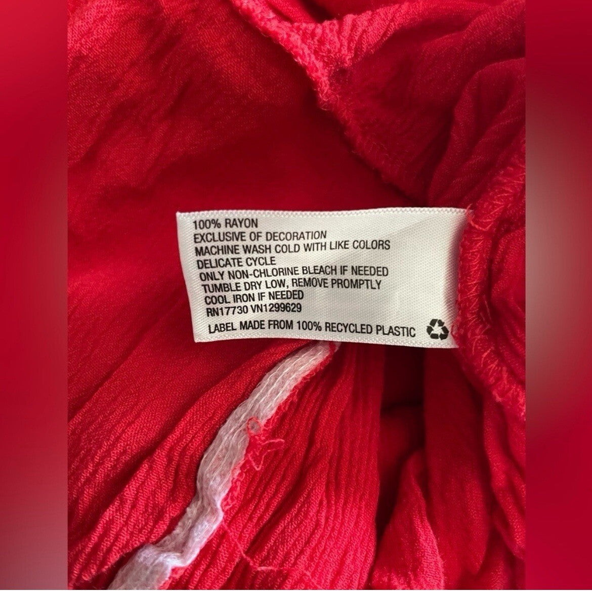 Red Floral Embroidered Tunic Blouse Boho India Style Summer Festival L