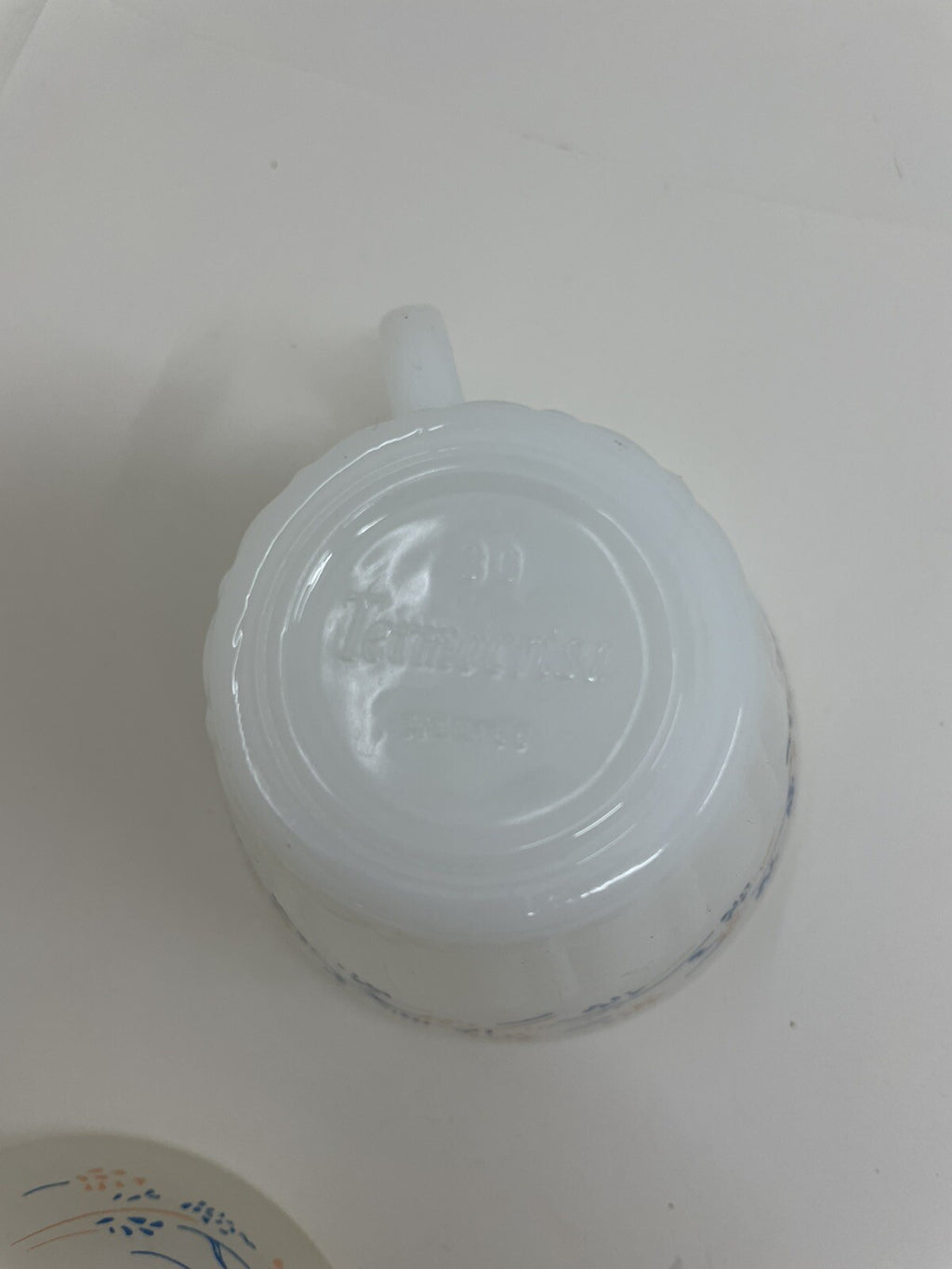 Termocrisa Milk Glass Mugs Blue White Peach Set of 2 Vintage Retro Mexico