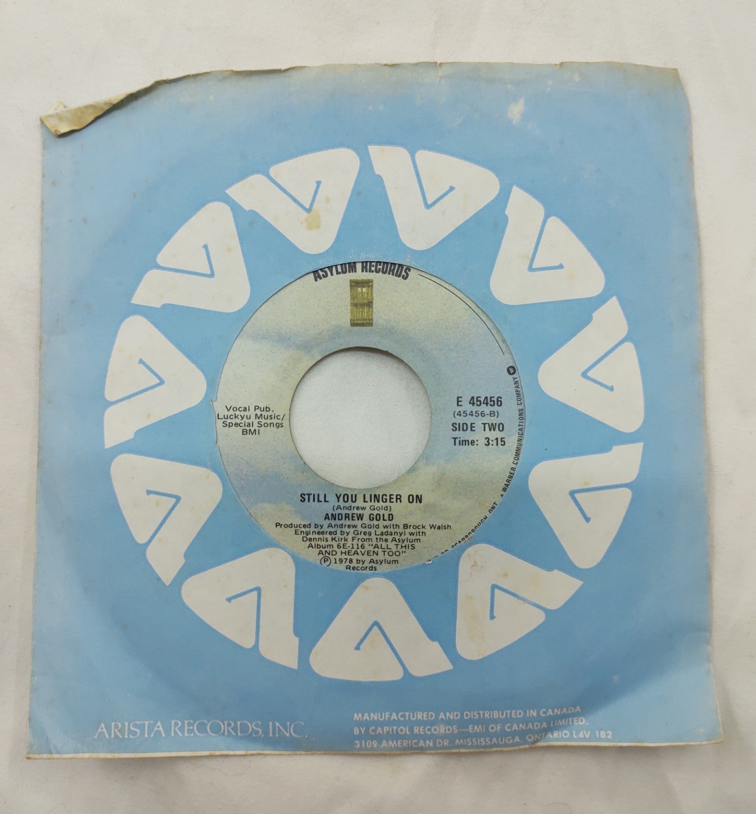 Andrew Gold – Still You Linger On 7” Asylum E-45456 Canada 1978