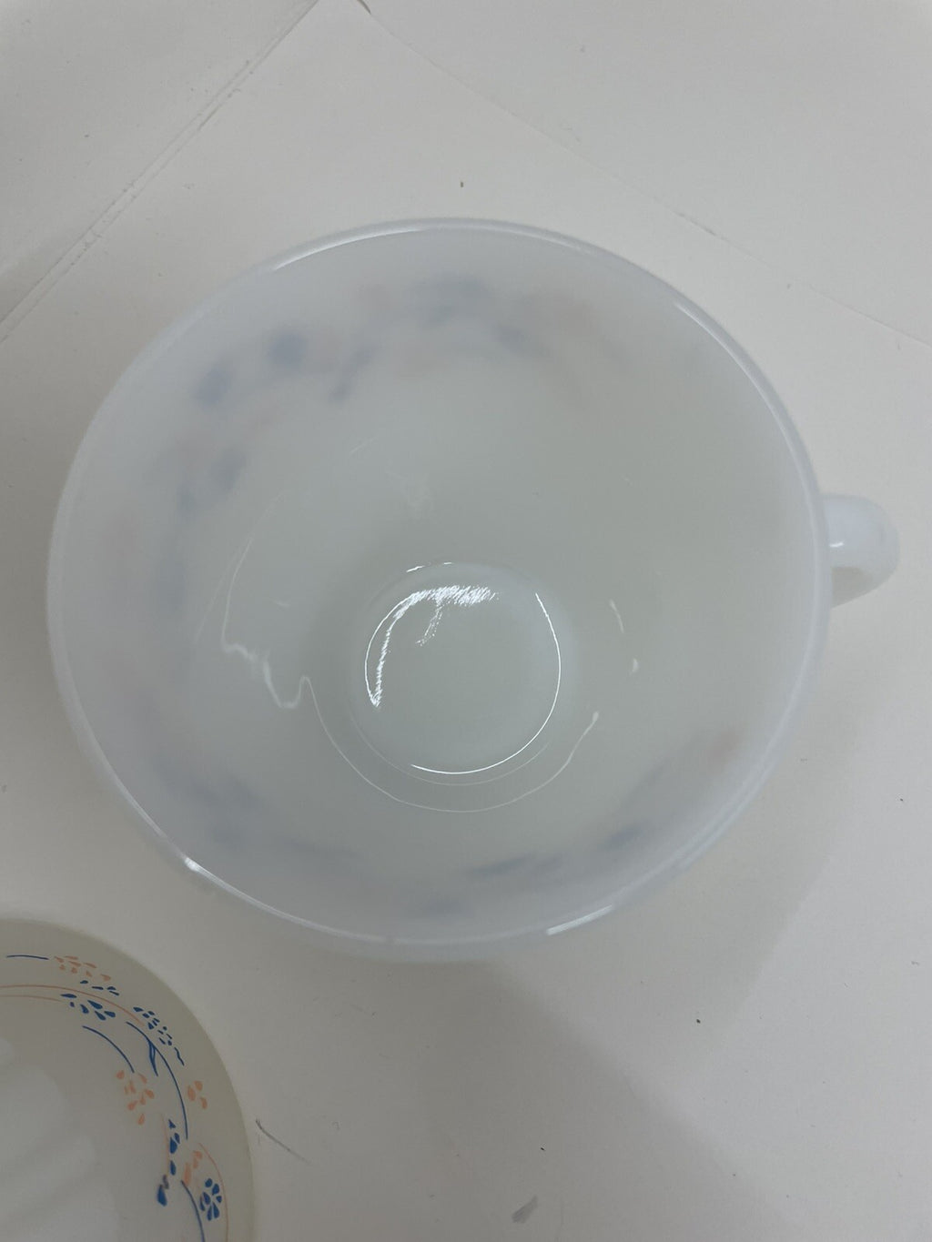 Termocrisa Milk Glass Mugs Blue White Peach Set of 2 Vintage Retro Mexico