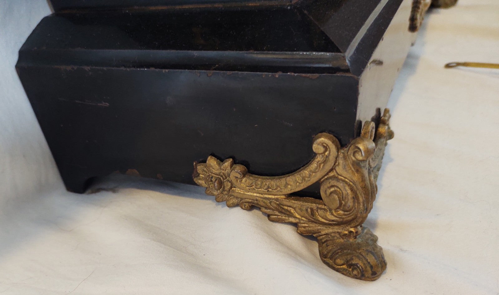 Antique 1886 Ansonia Cast Iron Figural Mantel Clock Empire Running Original