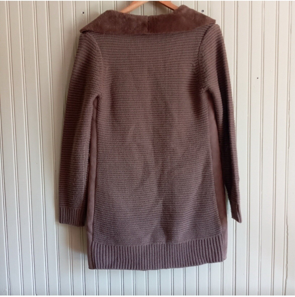 Love Token Harlow Faux Fur Knit Cardigan M Luxe Soft Neutral Winter Fall