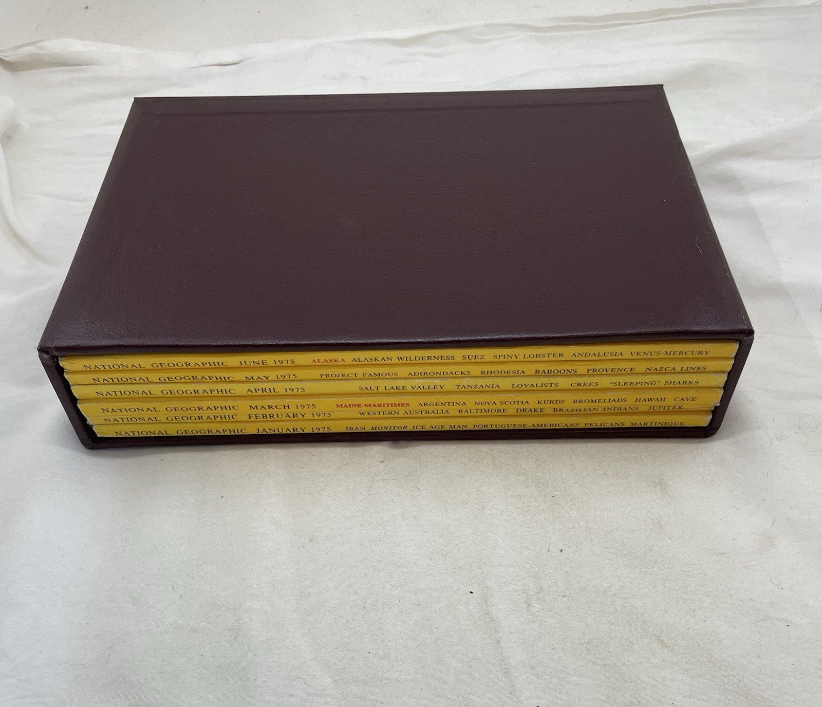 Nat Geo Mag Lot Jan–Jun 1975 Vtg Issues Set Slipcvr Earth Travel Geo