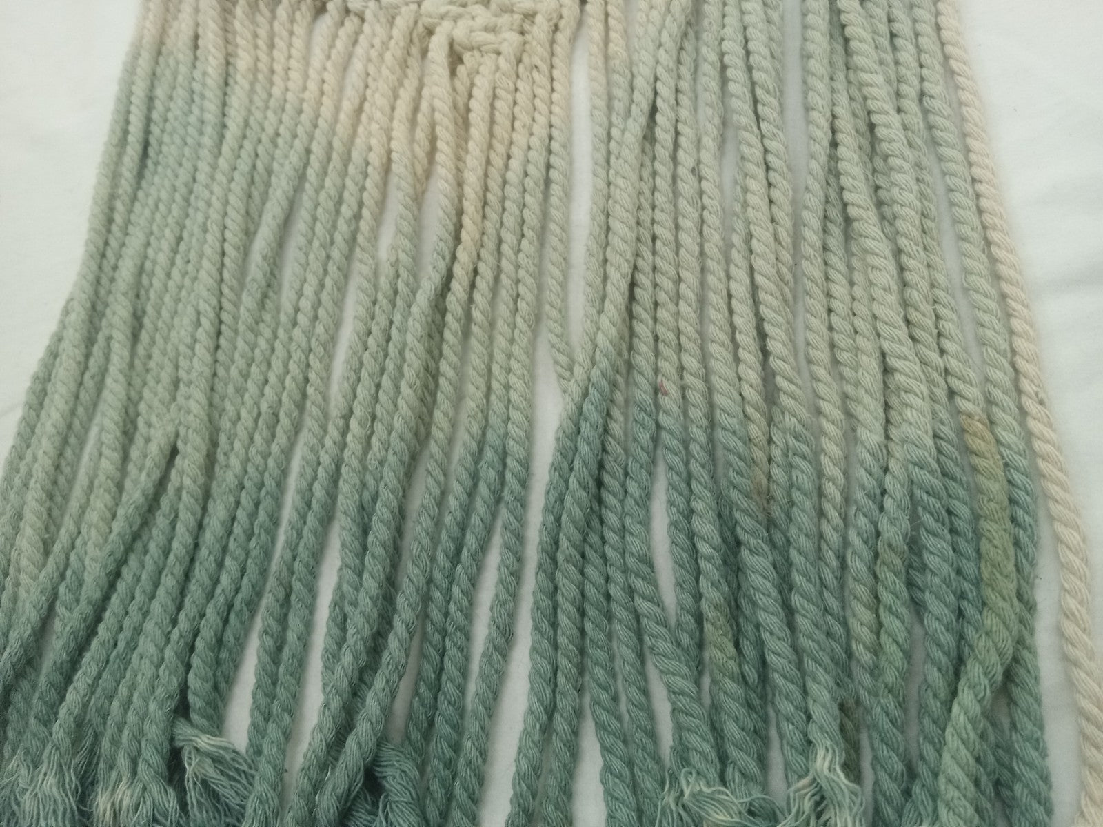 Macrame Ombré Teal And Cream Hanging Wall Art Bohemian