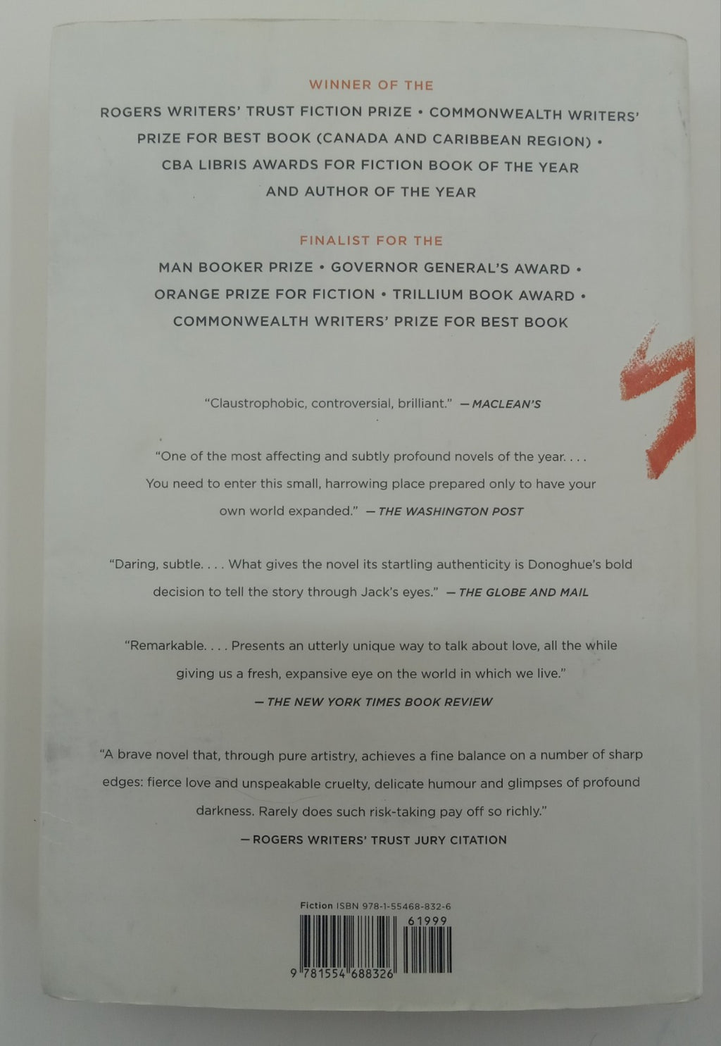 Room by Emma Donoghue – VG+ Award-Winning Psychological Drama Novel