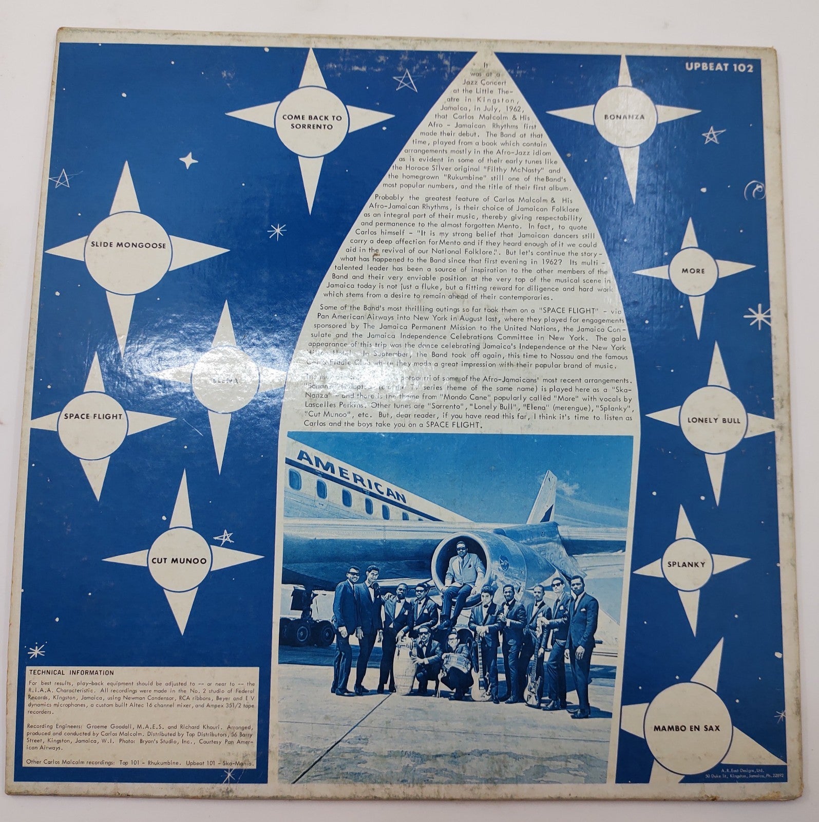 Carlos Malcolm – Space Flight UpBeat-102 Ska Jazz Vinyl LP Rare