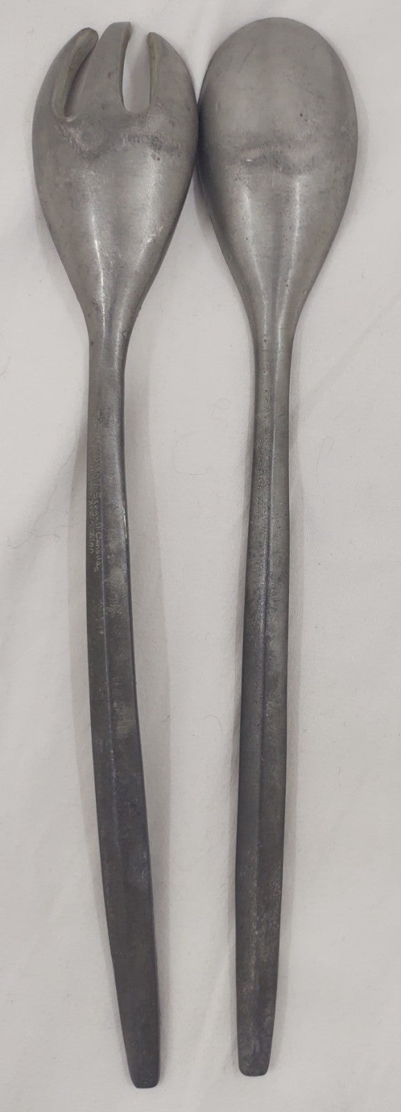 Vintage Seagull Pewter Canada Grape Pattern Salad Fork Spoon Server Set