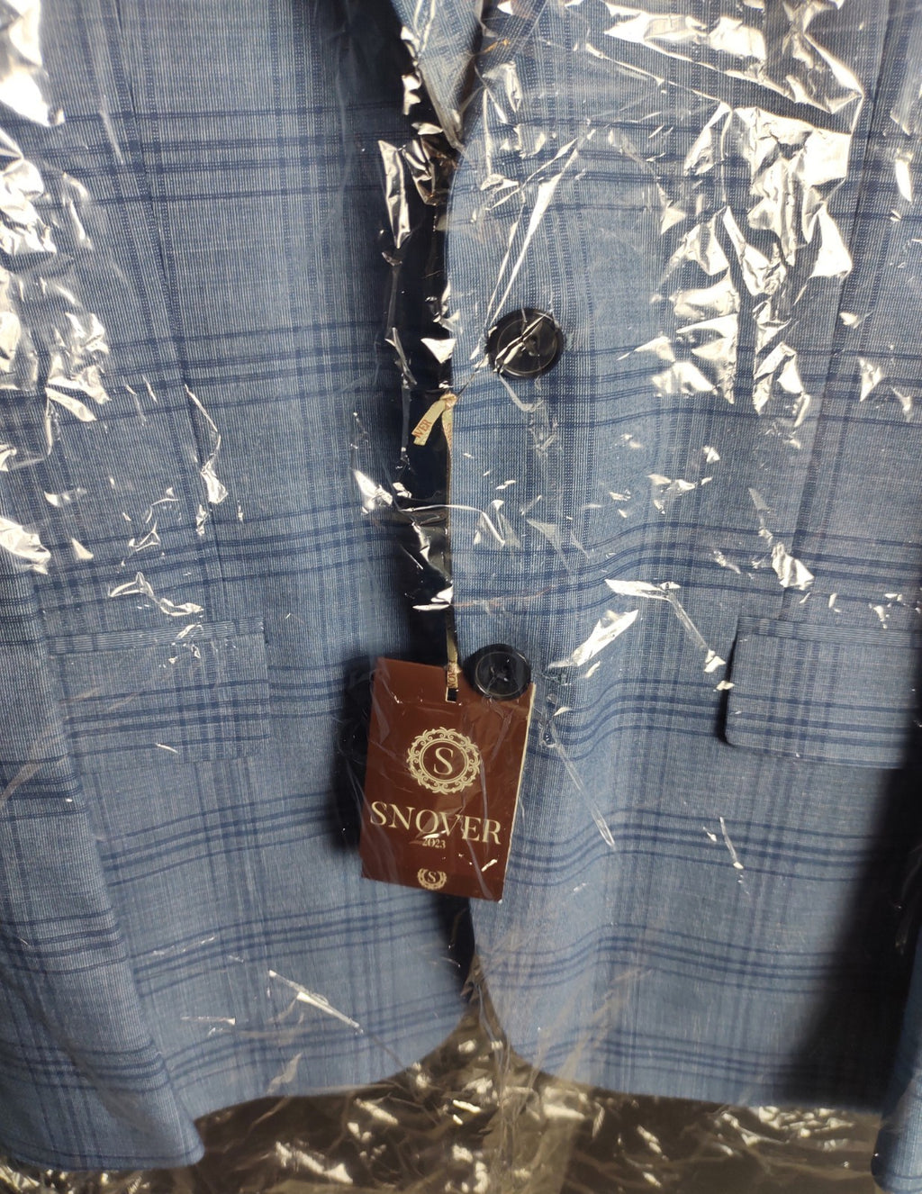 Snover Light Blue Check Blazer Men's Size 38 Business Formal Jacket