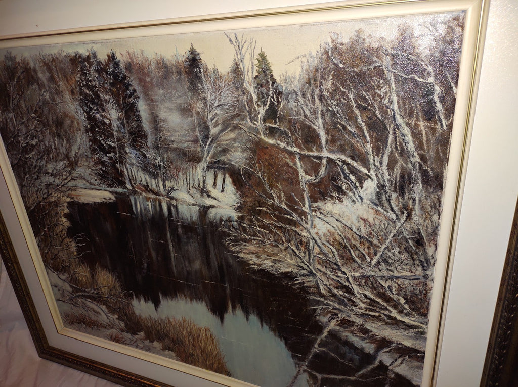 Dan Mackenzie Winter River Oil Painting Snowy Landscape Canadian Art