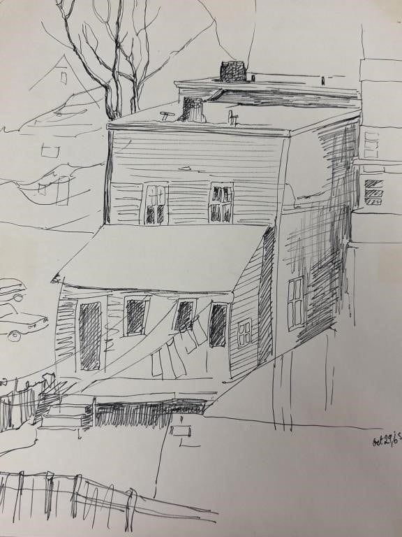 Sally B Hooff Original Ink Drawing PEI Artist Unframed Signed Artwork