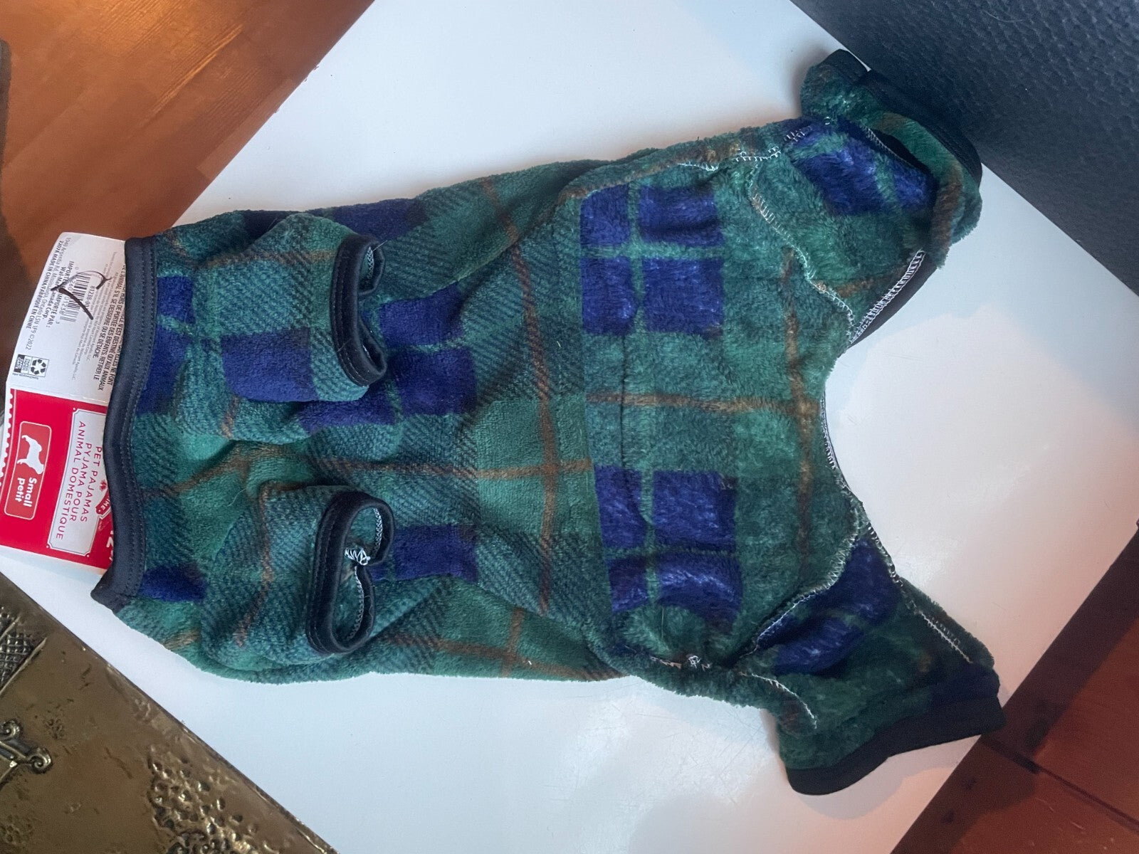 Plaid Snowflake Dog Pajamas – Green & Blue Xmas Holiday Pet Sleepwear