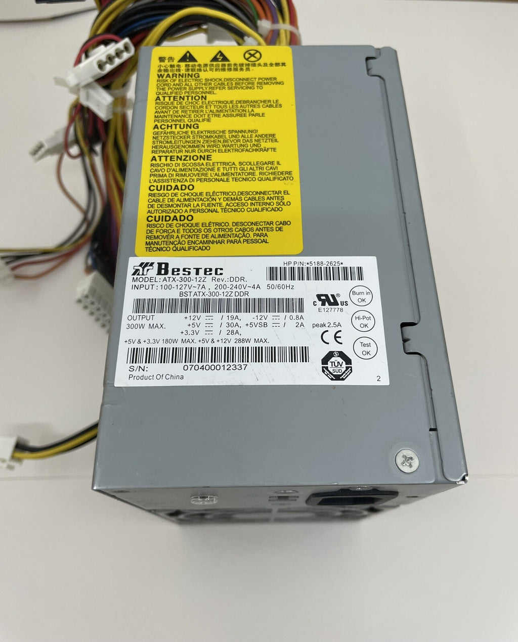 Bestec ATX‑300‑12Z Power Supply – PC PSU for Parts or Repair, 300W ATX