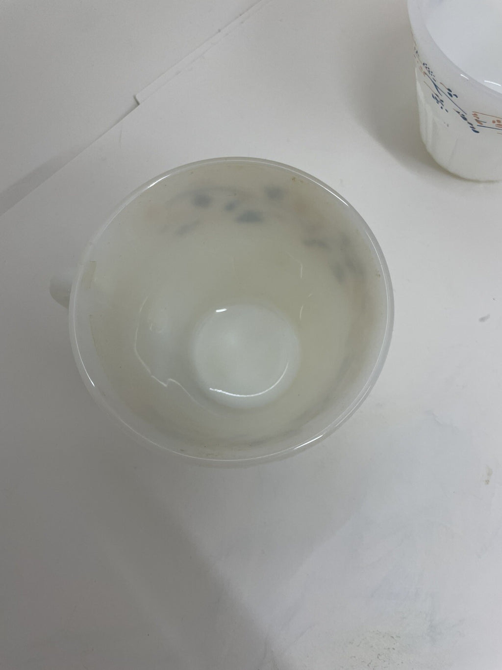 Termocrisa Milk Glass Mugs Blue White Peach Set of 2 Vintage Retro Mexico