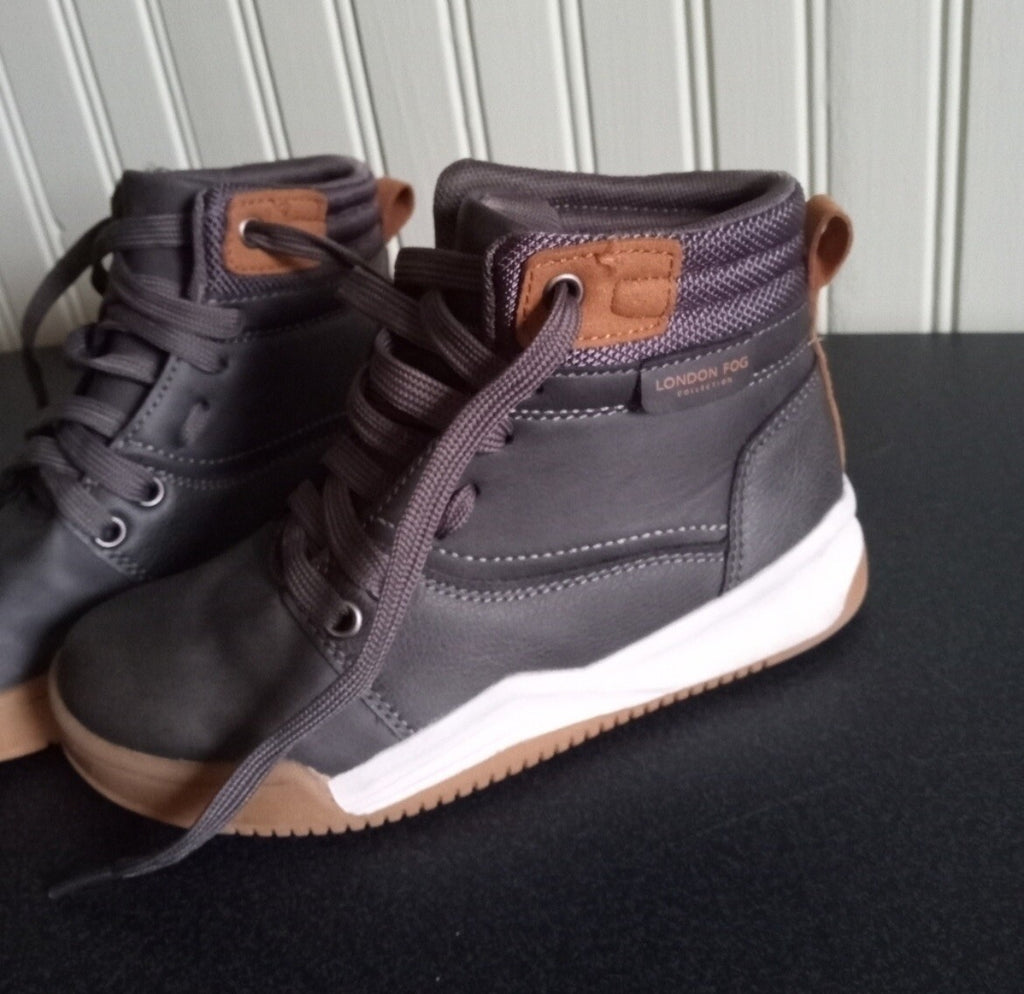 London Fog Boys Sneakers Size 12 Toddler Grey High Tops Durable Comfy