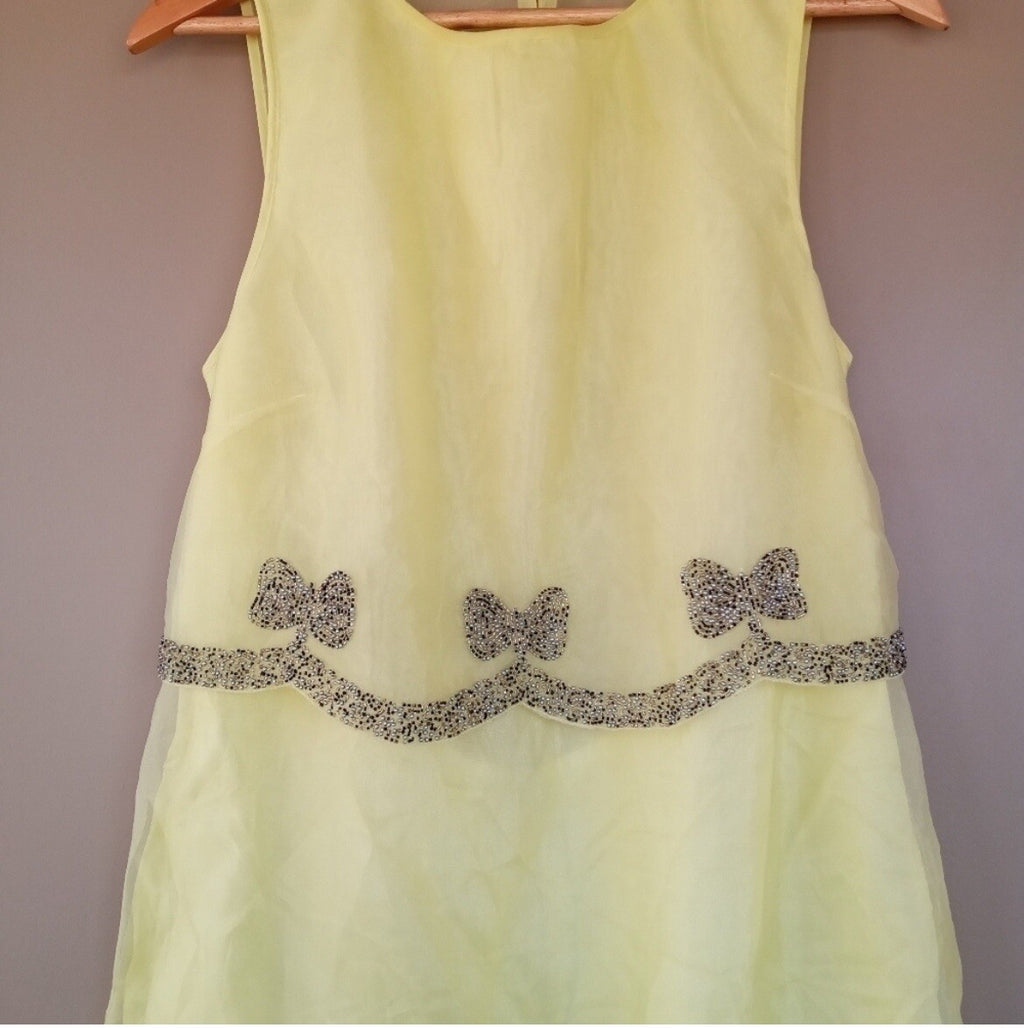 ASOS Lime Green Tulle Beaded Backless Mini Dress – Size 14 – Party Ready