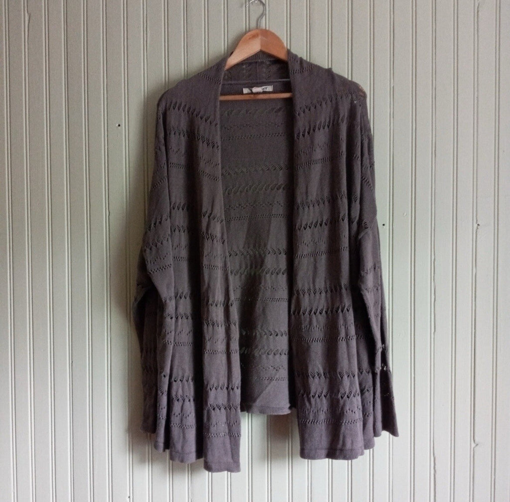 Roxy Women’s Grey Lightweight Cardigan Cutout Detail Size Small Beachwear Layer