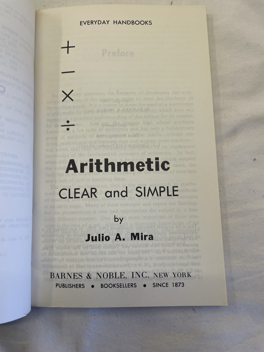 Arithmetic Clear & Simple Julia Mira 1966 PB Math Basics School Study Ed