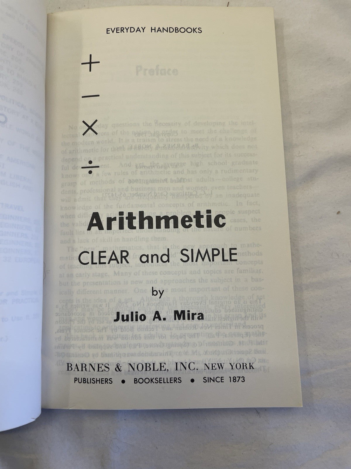 Arithmetic Clear & Simple Julia Mira 1966 PB Math Basics School Study Ed