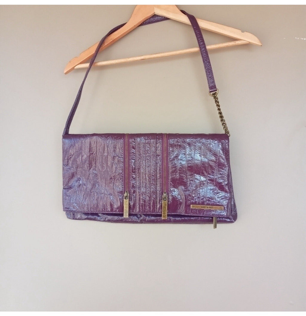 Matt & Nat Purple Fold Over Clutch Purse – Vegan Leather Handbag VG