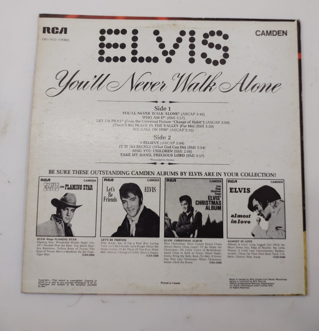 Elvis Presley – You'll Never Walk Alone Vinyl LP RCA Camden CAS-2472