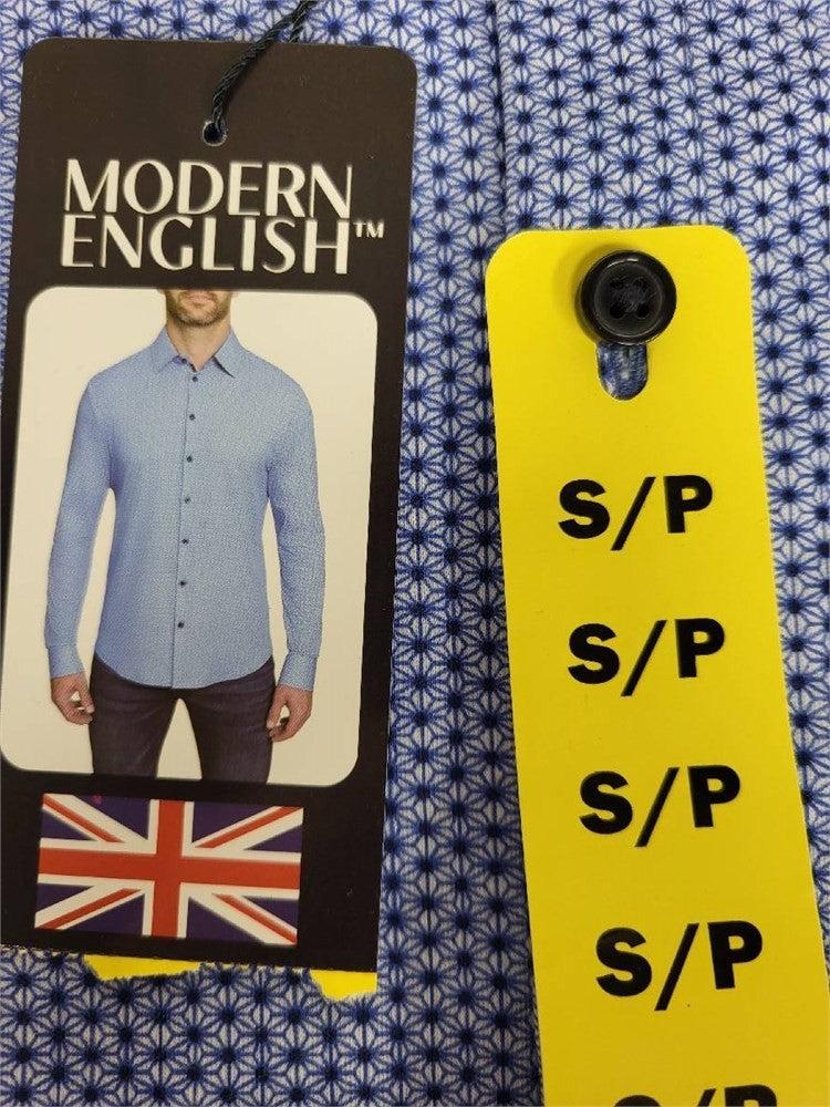 Modern English Shirt NWT Men’s Small Blue Pattern Long Sleeve Button Up