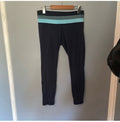 Lululemon Blue Leggings Zipper Detail Women's Size 6 Yoga Fitness Pants