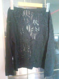Cleo Cotton Black Crochet Cardigan Cover Up Long Sleeve Size Small