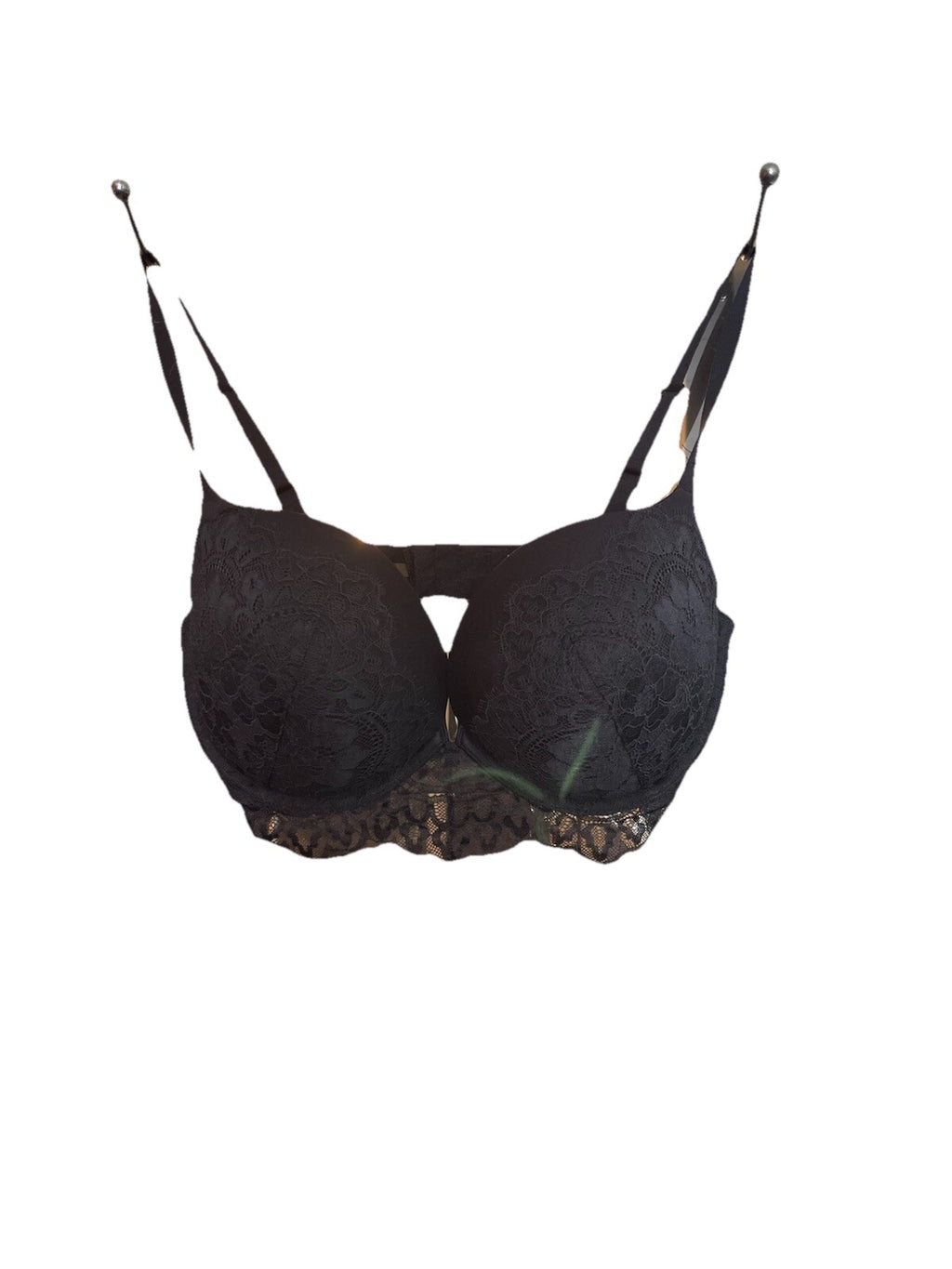 La Senza Sexy Black Lace Bra 36DD Beyond Push Up Adjustable Plunge Lined