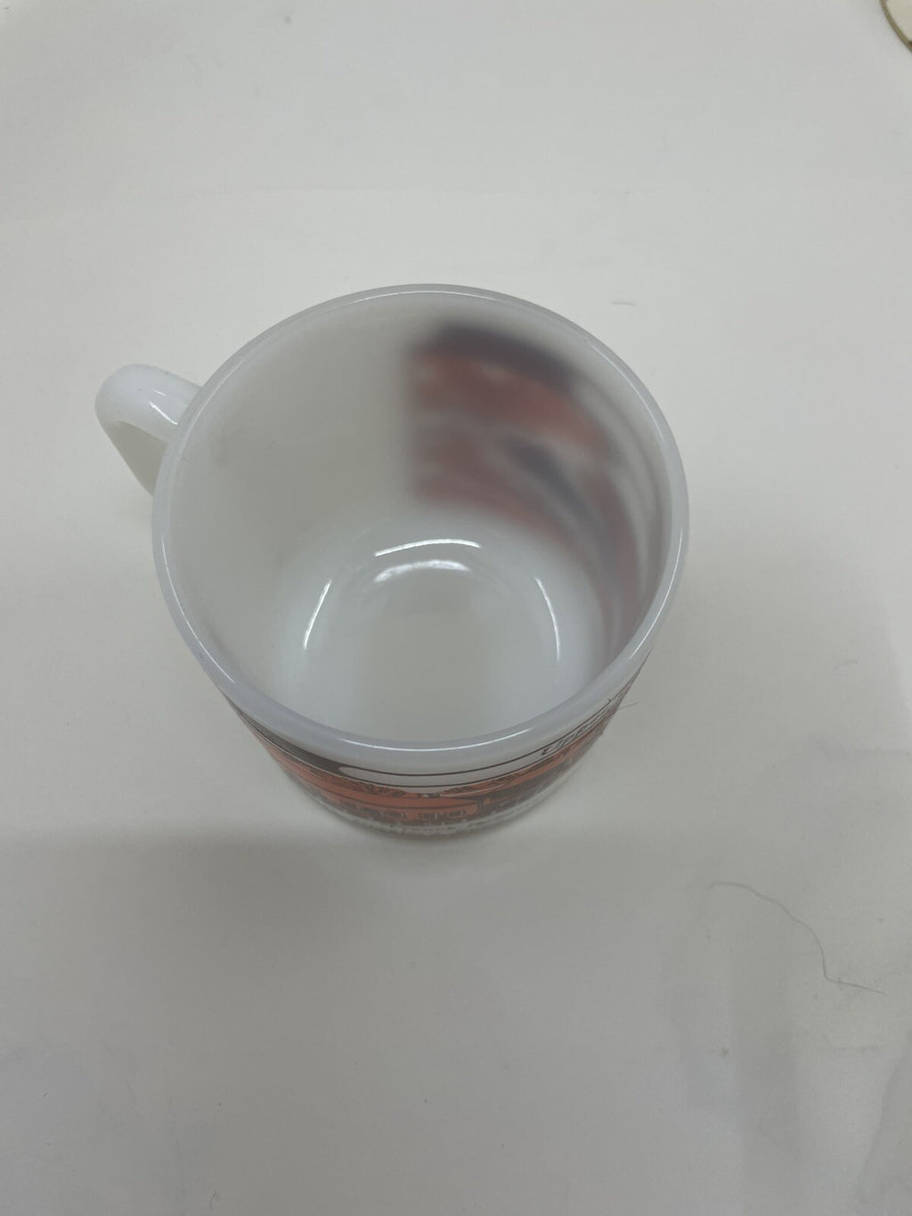 Glasbake Milk Glass Mug Upper Canada Village Souvenir Vintage White Retro