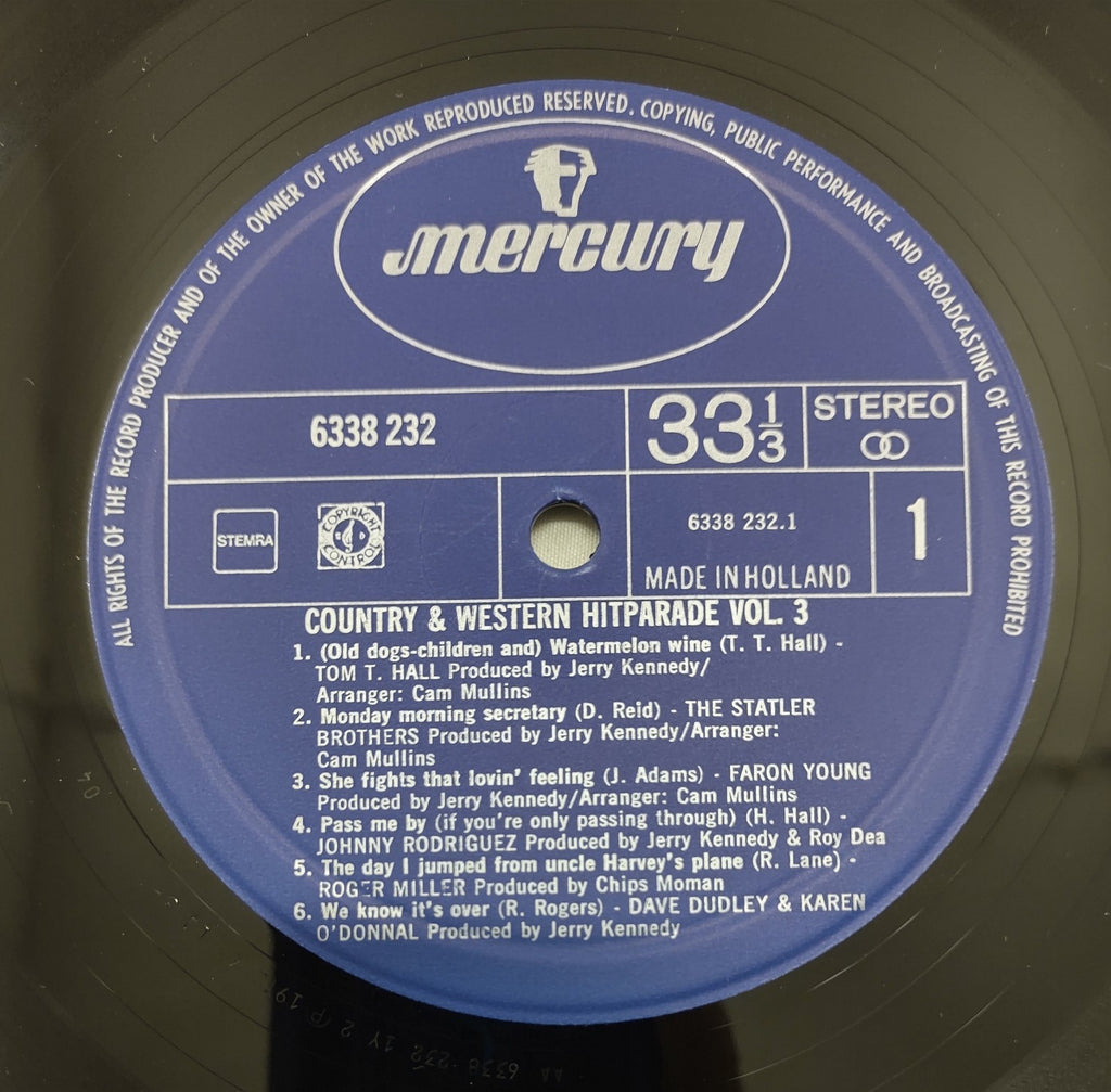 Country & Western Hit Parade Vol 3 LP 1973 Mercury 6338232 Various Artists