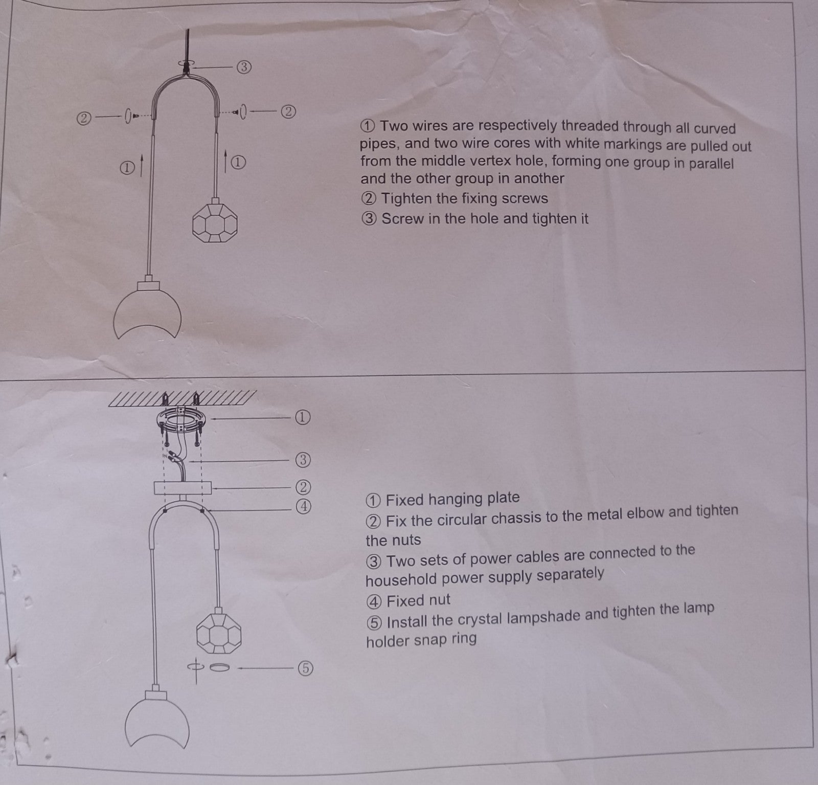 Loriel 2‑Light Sphere Chandelier – Crystal Accent Ceiling Light Fixture