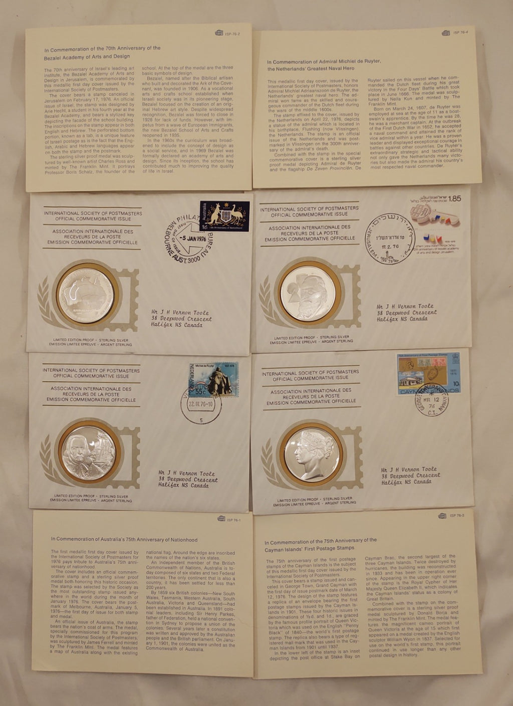 24 ISPM Sterling Silver Proof Medals 1975–76 w/ FDC Envelopes & COAs – Mint