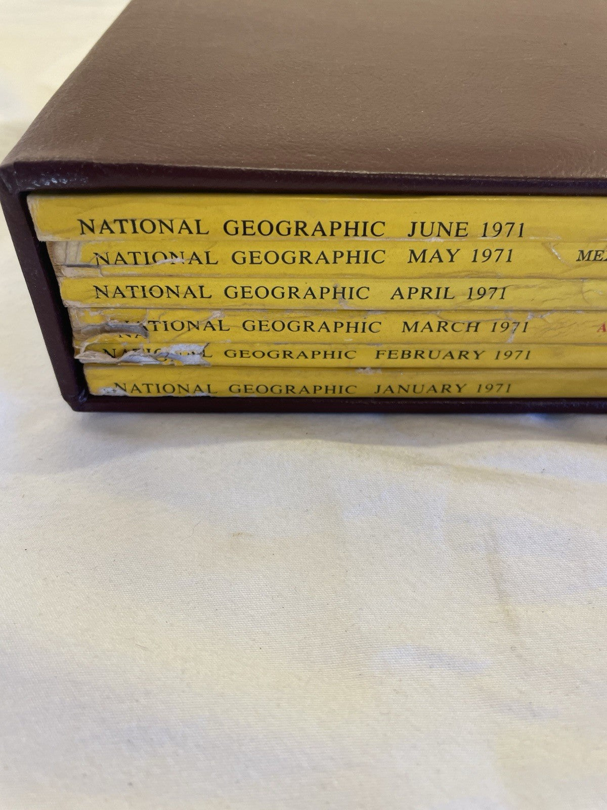 Nat Geo Mags Jan–Jun 1971 Vtg Lot Slipcvr Collect Wildlife Travel Earth