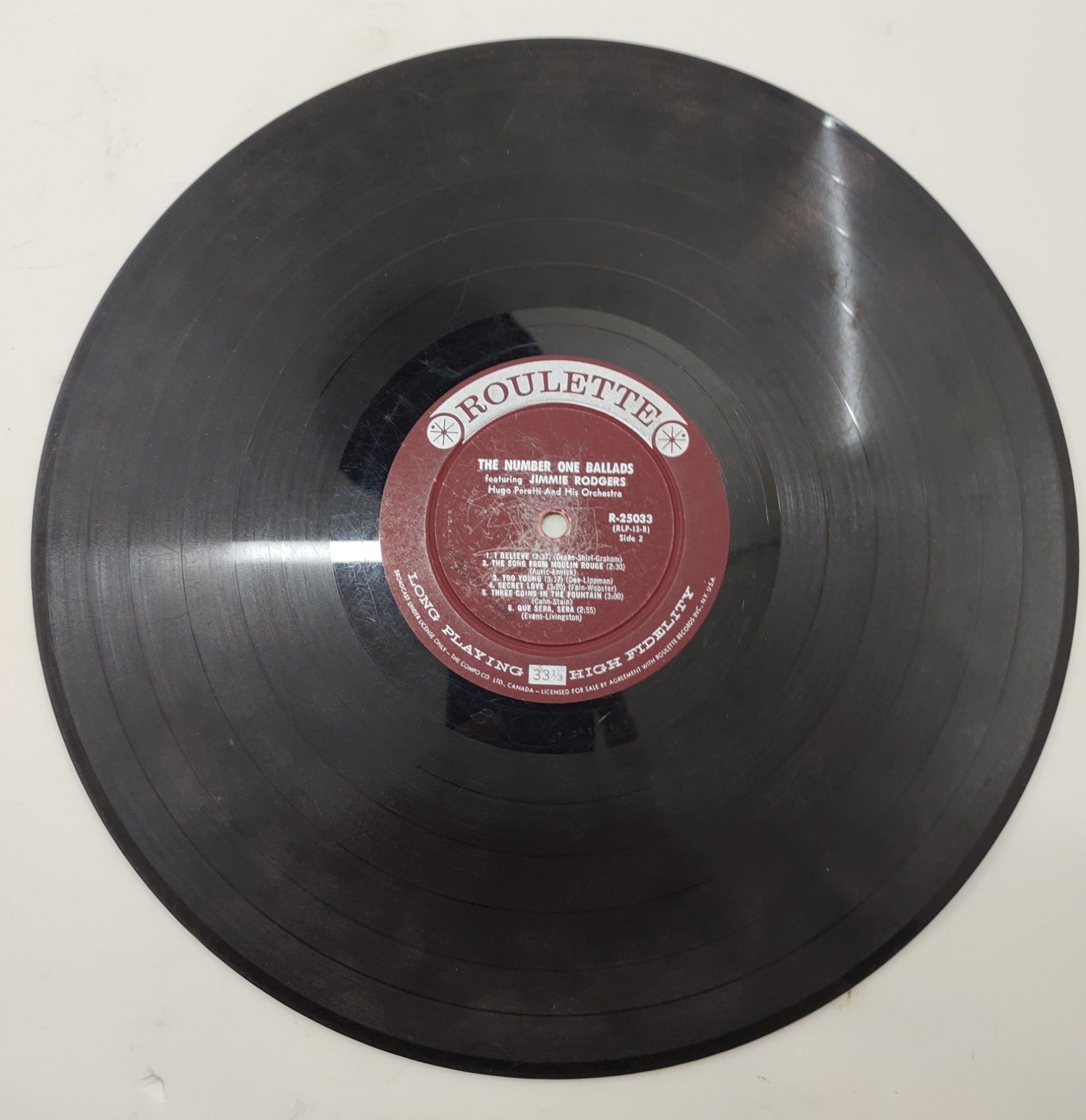 Jimmie Rodgers – The Number One Ballads (1958) Roulette R-25033 Vinyl LP