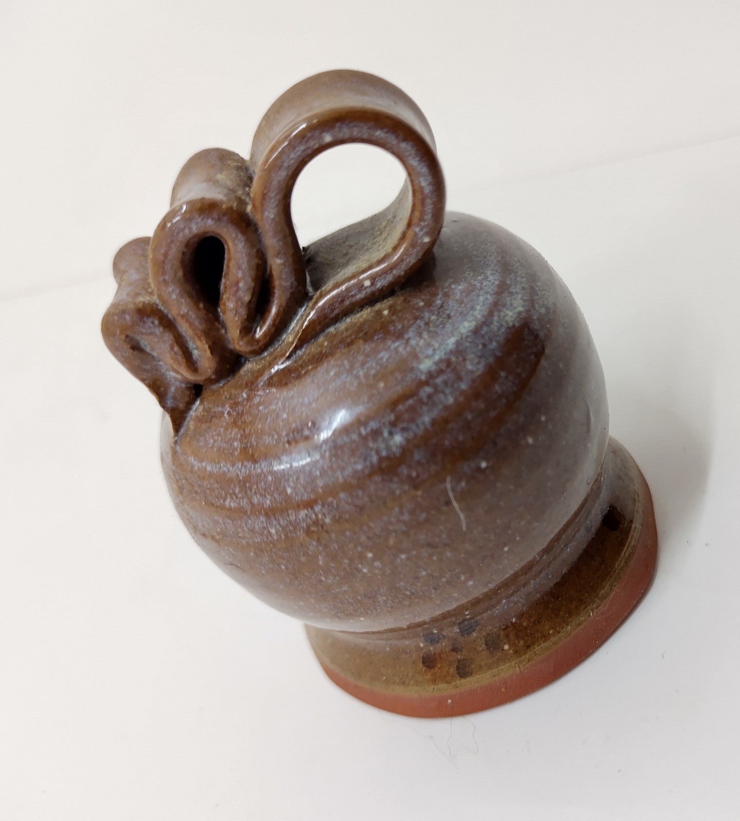 Handmade Ceramic Bell | Rustic Brown Stoneware Garden Decor