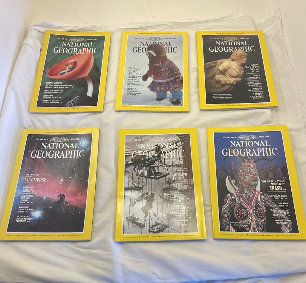 National Geographic Magazines Jan-June 1983 Slipcover - Vintage Collectible Set